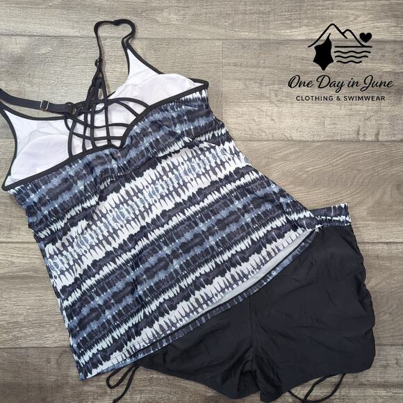 Yonique Plus Size Cage Back Boyshort Tankini Swimsuit Size XXL - Picture 5 of 5